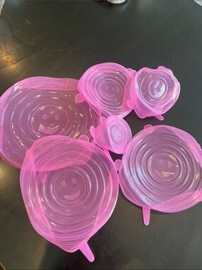 Pink Silicone Stretch Bowl Covers - Set of 6 new
